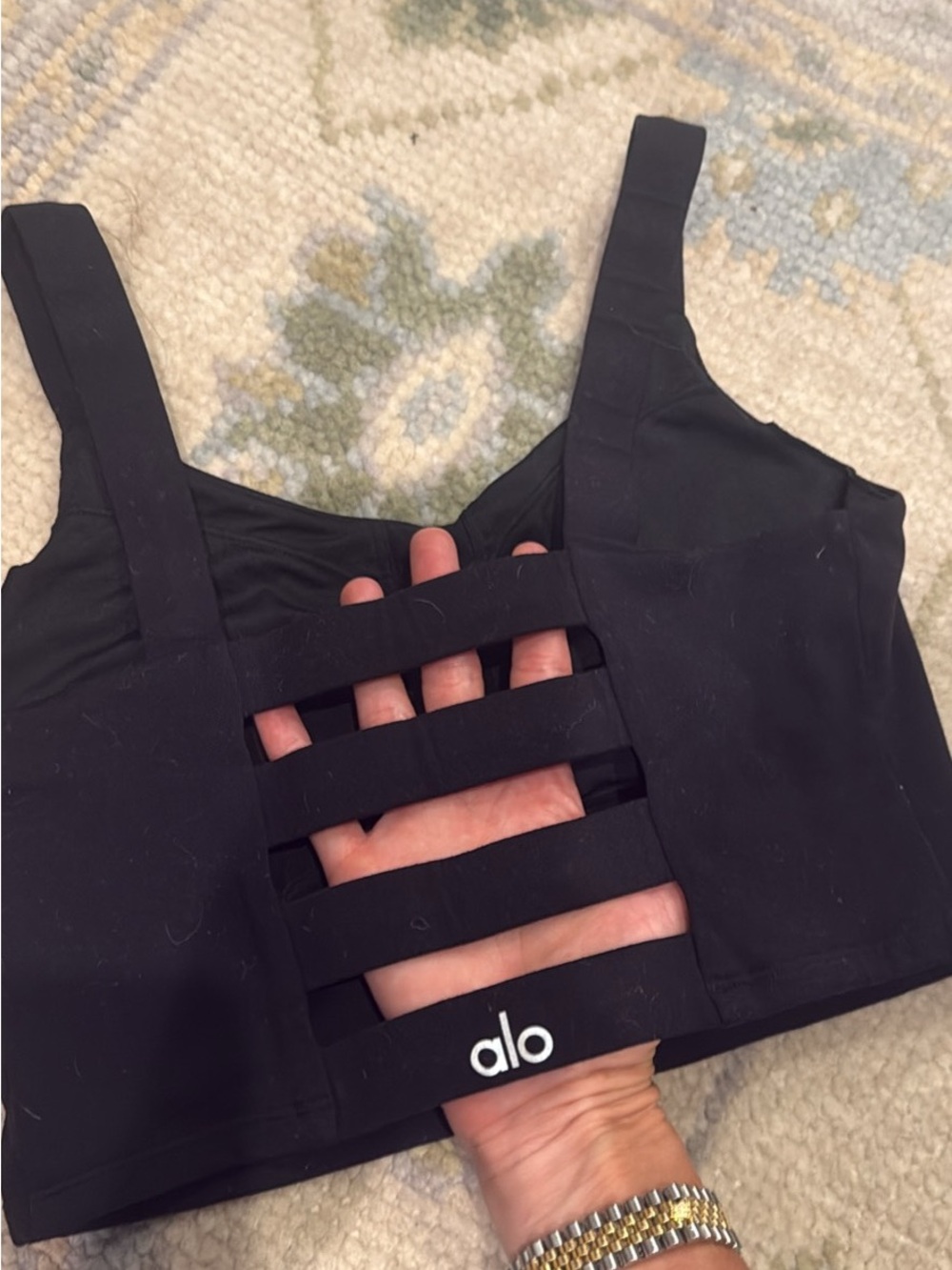 ALO Yoga Black Strappy Cutout Sports Bra